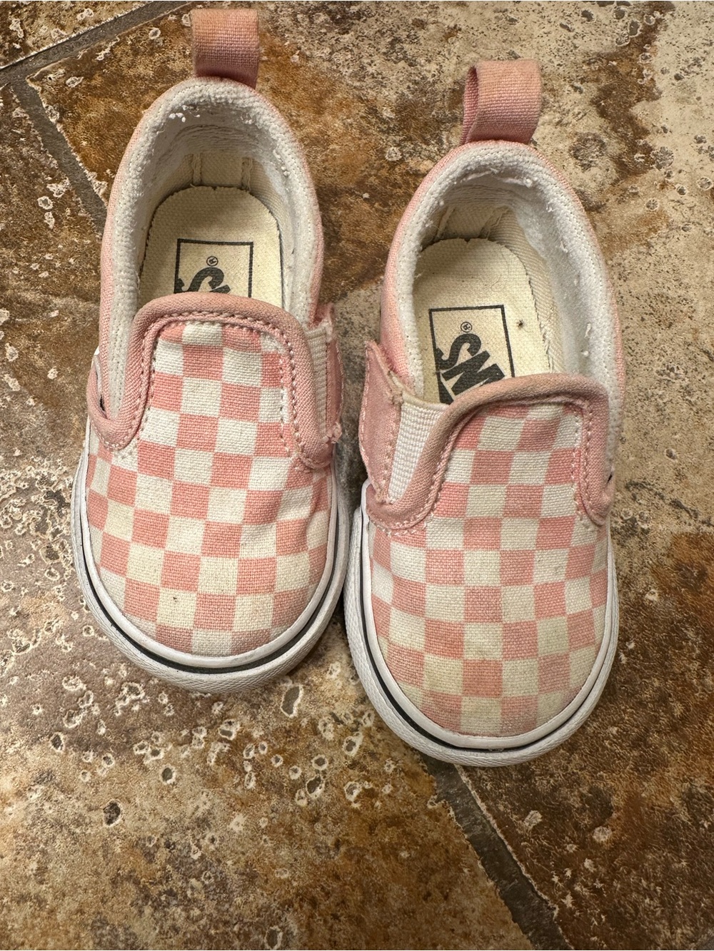 Vans Kids Slip-On Checkerboard Sneakers - Pink & White